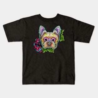 Yorkie - Day of the Dead Sugar Skull Dog Kids T-Shirt